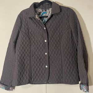 Briggs New York Jacket Size 14 Brown Quilted Puffer Snaps Windbreaker